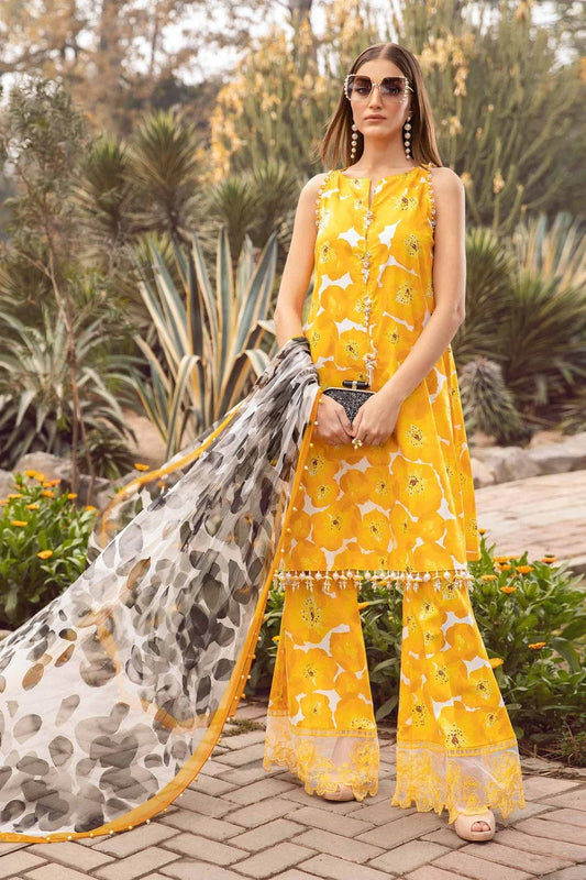 Maria B Yellow Digital Lawn Embroidery New Arrival 3pc