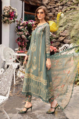 Maria B Green olive  Lawn Digital Embroidery New Arrival 3pc