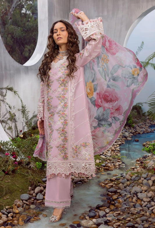 Adan Libas Pink Luxury Lawn Chikankari Dress