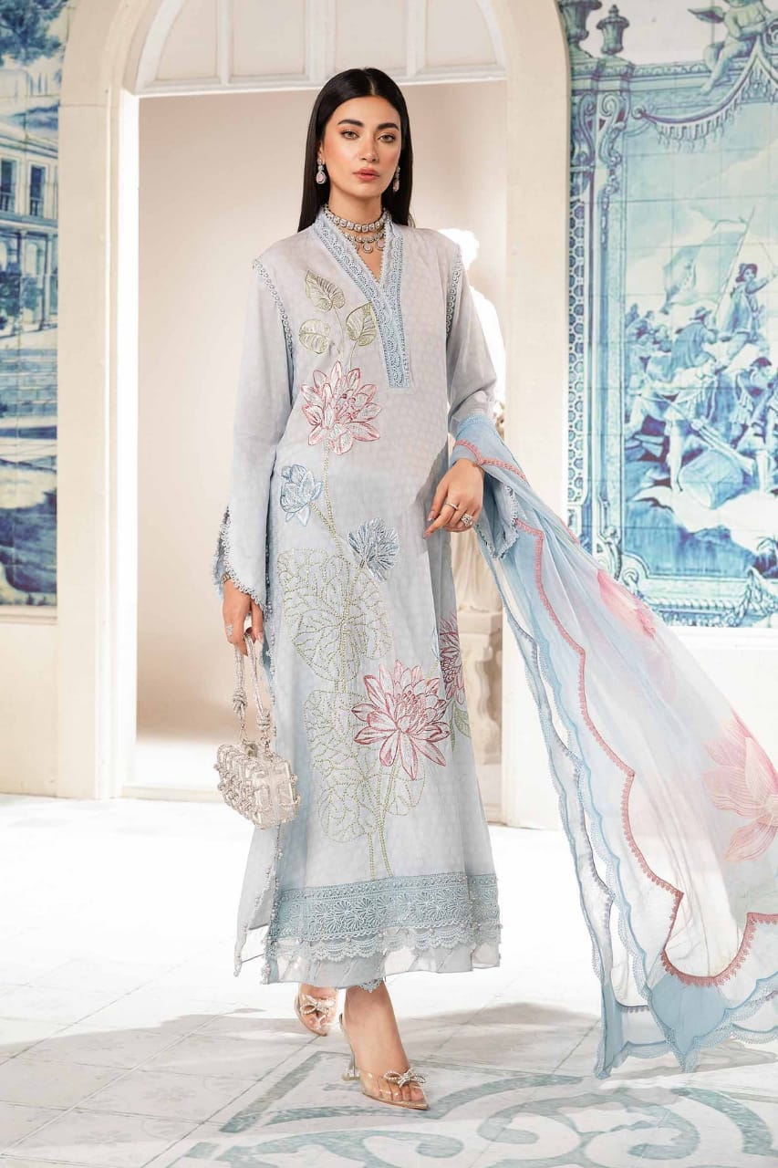 Maria B New Arrival Pure Lawn Embroidery Dress 3pc