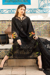 Maria B Black Luxury Lawn Embroidery Chikankari Dress 3pc