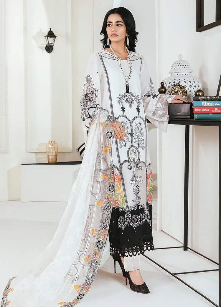 DESIGNER WHITE EMBROIDERY LAWN DRESS