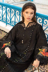 Maria B Black Luxury Lawn Embroidery Chikankari Dress 3pc