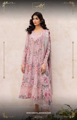 Iznik pink Digital Print Lawn Embroidery Chikankari New Arrival 3pc