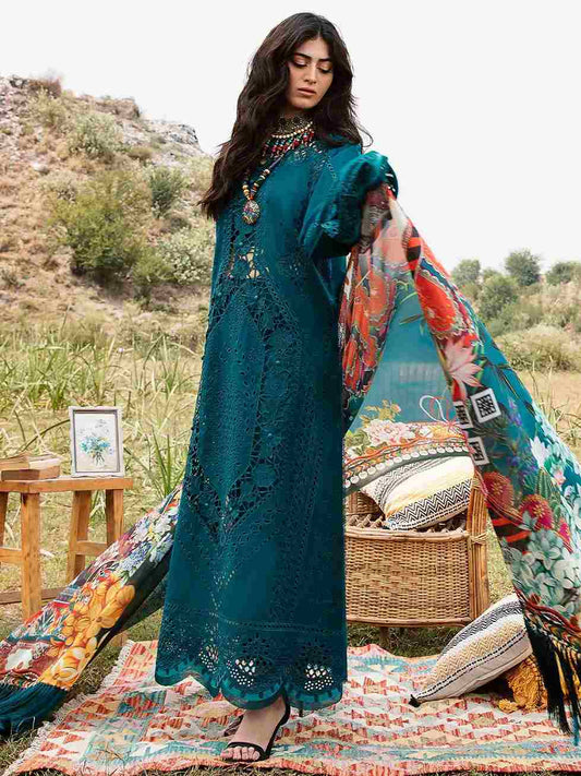 Bin Ilyas Green Chikankari Lawn Embroidery Dress 3pc