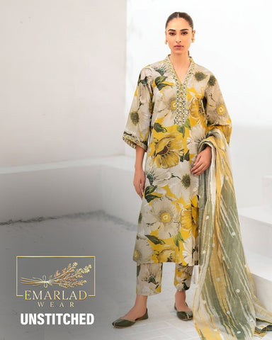 Baroque | Grey & Yellow - Lawn & Chiffon Collection