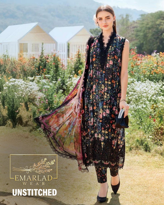 Maria B MPT-2511-B | Black Multicolor - Lawn Collection