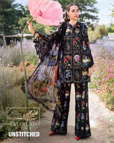 Maria B MPT-2511-B | Black Box - MPrint Lawn Collection