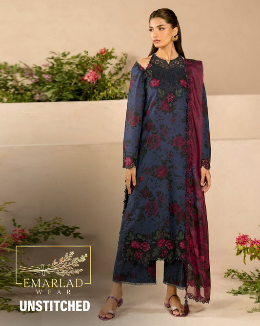 Iznik EFL-12 | Blue & Red - Lawn Collection