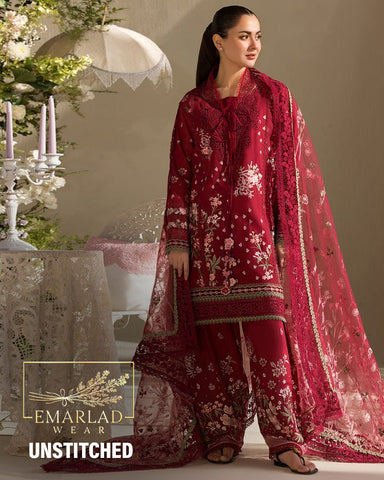 Sobia Nazir 14A Unstiched 3 Pcs | Maroon - Premium Lawn Chikankari Luxury Collection