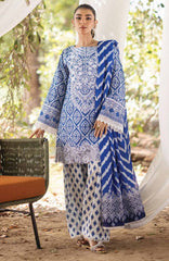 Zainab Chottani New Arrival Blue Print Embroidery Dress 3pc