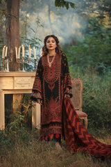 M.H Luxury Lawn Black & Rust Embroidery Dress 3pc