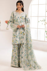 MOHAGNI GREEN PURE LAWN DIGITAL EMBROIDERY DRESS