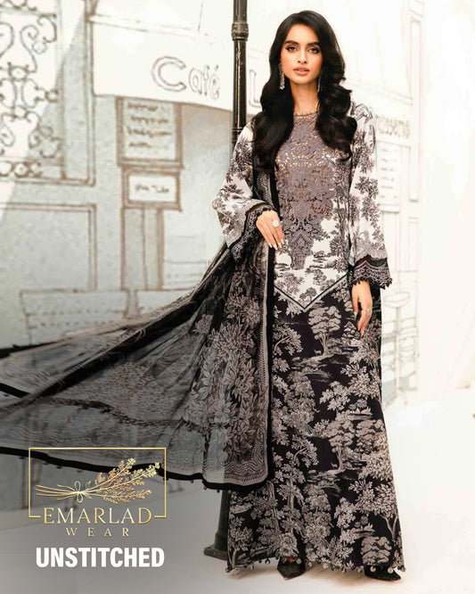 Maria B MPT-2608-B | Off White & Black - Lawn Collection