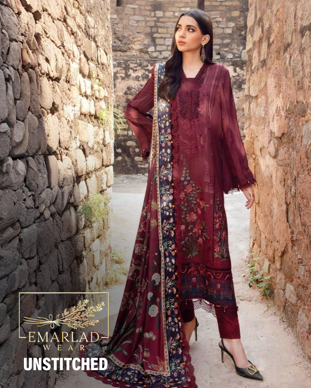 Maria B MPT-2401-B |  Maroon - Lawn Eid Collection