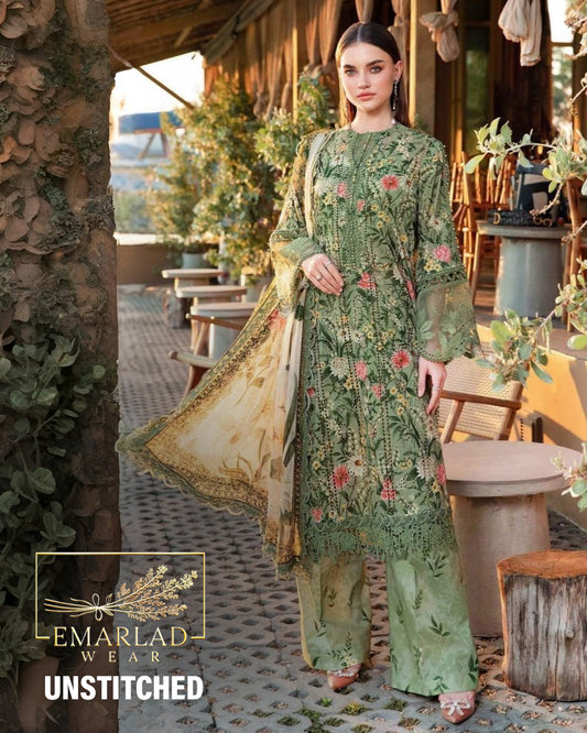 Maria B MPT-2508-B | Garden Green - Chikankari Printed Lawn Eid Collection