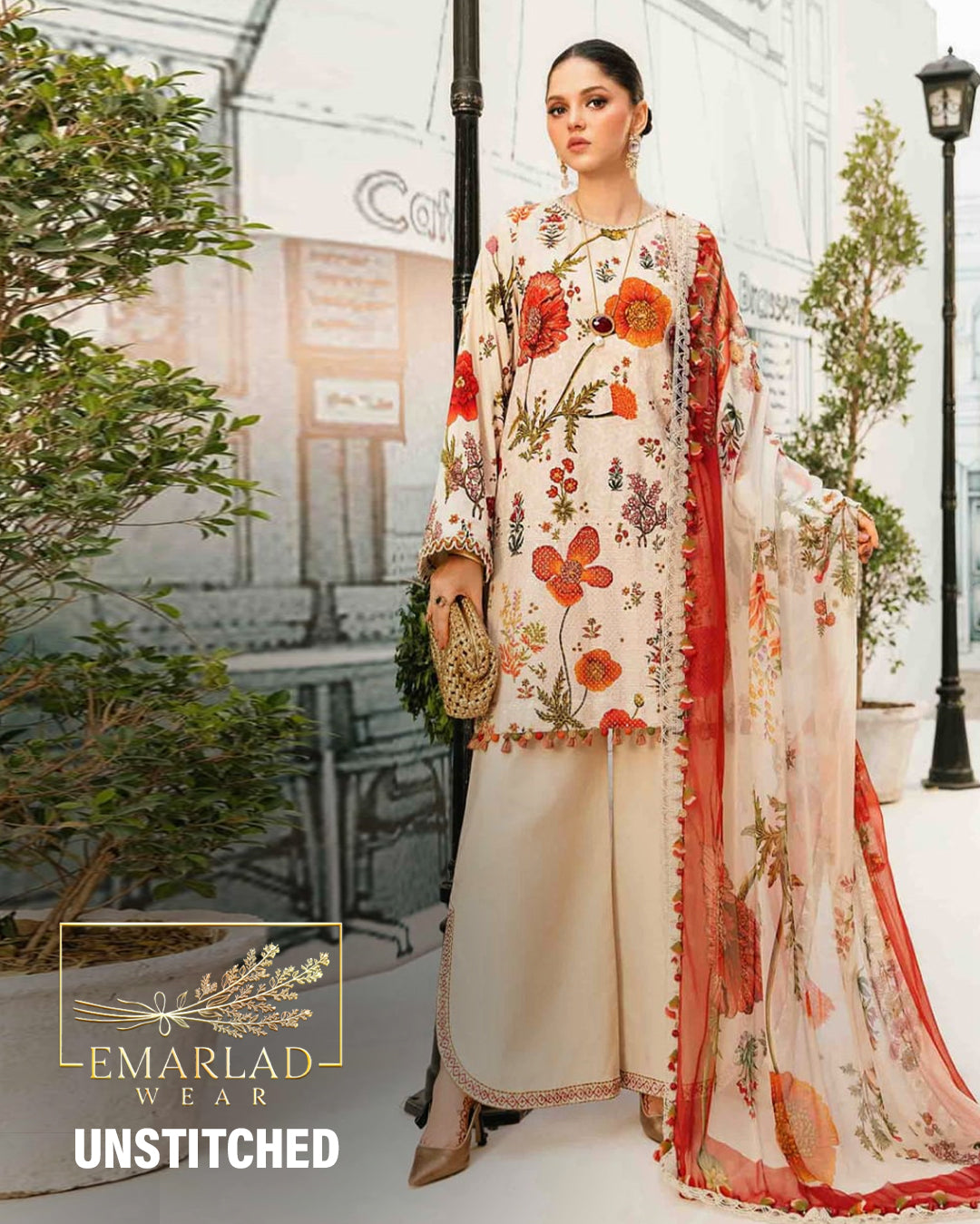 Maria B MPT-2607-A | Beige - Lawn Collection