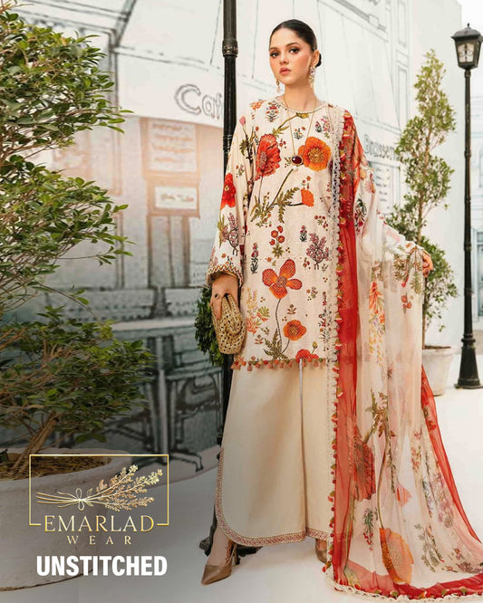 Maria B MPT-2607-A | Beige - Lawn Collection