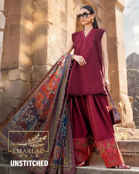 Maria B MPT-2407-B | Maroon - Lawn Eid Collection