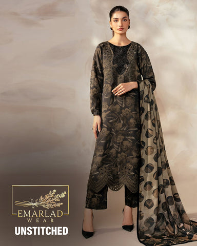 Iznik | Grey Brown - Embroidered Digital Printed Lawn Collection
