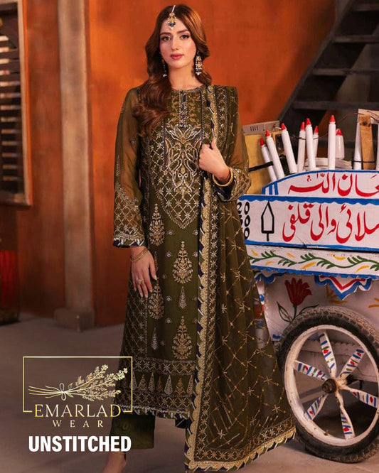 Asim Jofa - Mehndi Green - JZ - Chiffon Collection