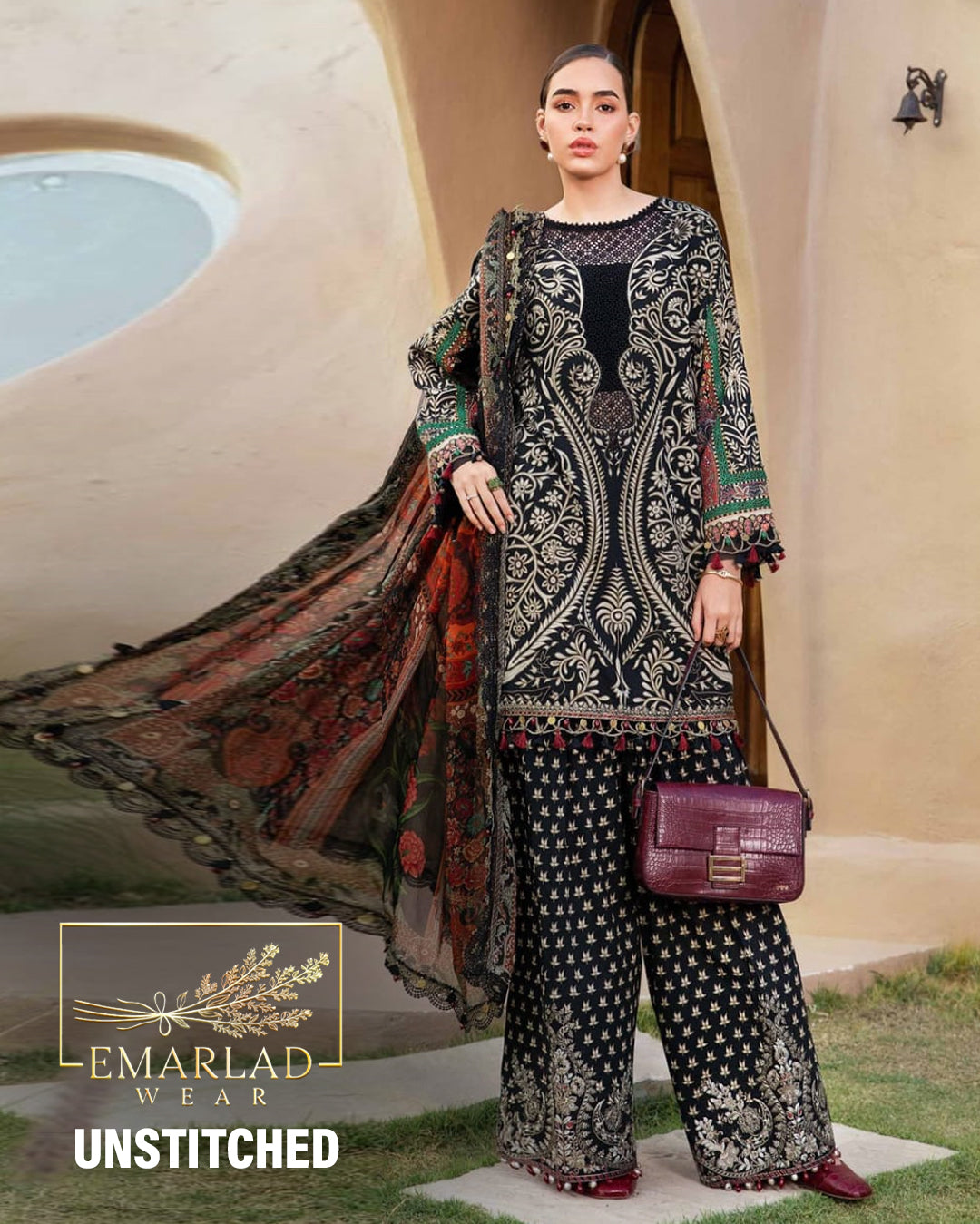 Maria B M.Print | Black - Lawn Collection