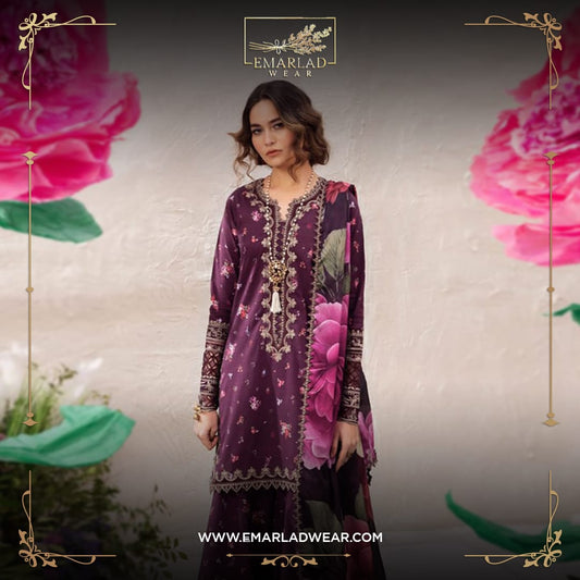 Iznik Magenta Full Suit Print New Arrival Embroidery Dress