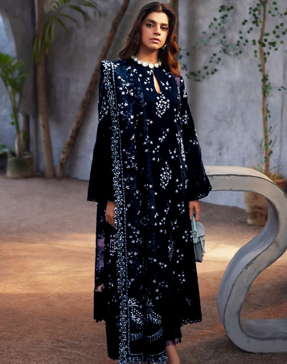 Crimson Black New Arrival Lawn Embroidery Dress