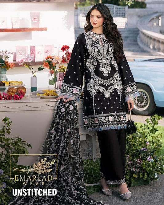 Bin-ilyas | Cotton Black with Khaddi Net Dupatta