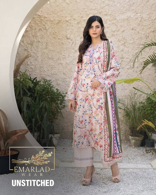 Firdous | White Multi - Digital Lawn Collection