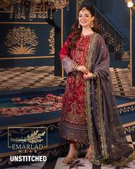 Asim Jofa | Maroon Grey - Semi Pure Chiffon Collection
