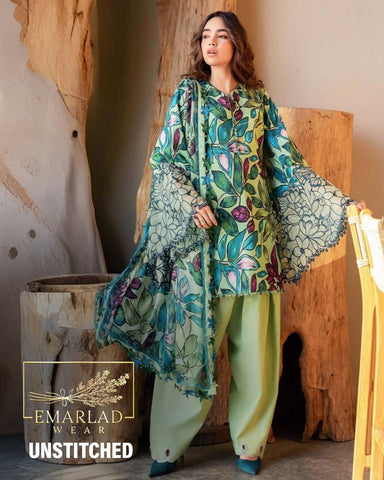 Maria B MPT-2505-B | Green Base With Leave Print - Lawn Collection