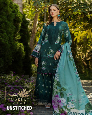 Elaf Premium Jade Embrace ELK-07B | Green - Lawn Chikankari Collection