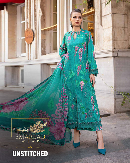 Maria B Aqua Green lawn Chiffon Dupatta