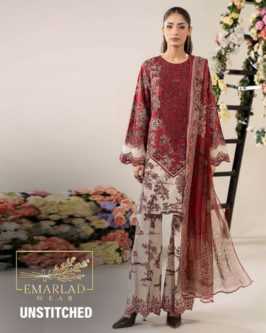 Maria B MPT-2608-A | Off White & Maroon - Lawn Collection