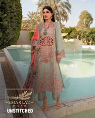 Rung Rasia | Green With Peach Embroidery - Luxury Chickenkari Collection