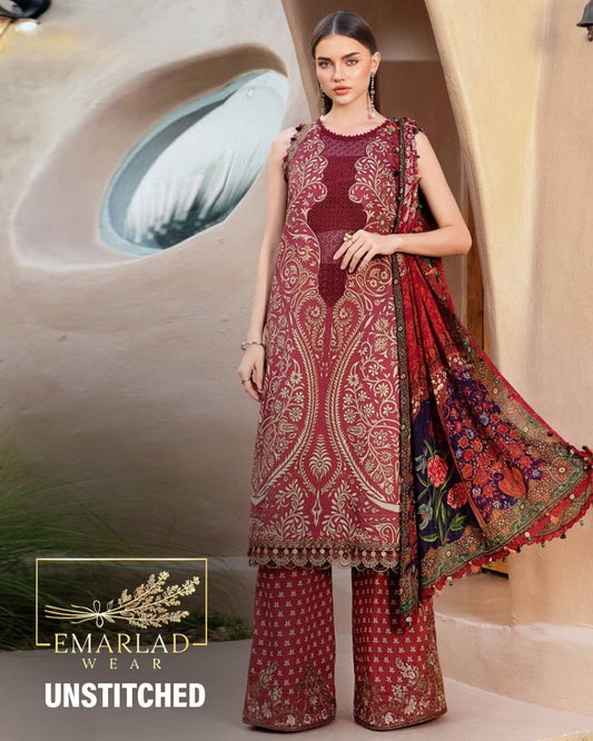 Maria B M.Print | Maroon - Lawn Collection