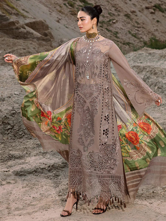 Bin Ilyas Brown Embroidery Luxury Lawn Collection 3pc