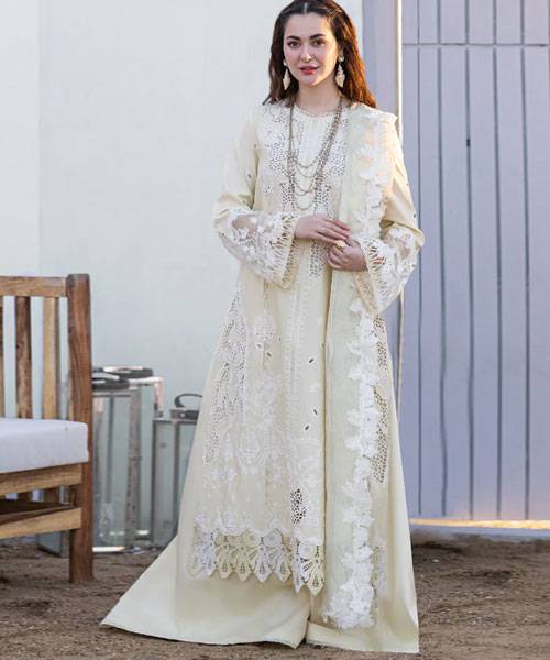 Qalamkar White Luxury Lawn ChikenKari Collection