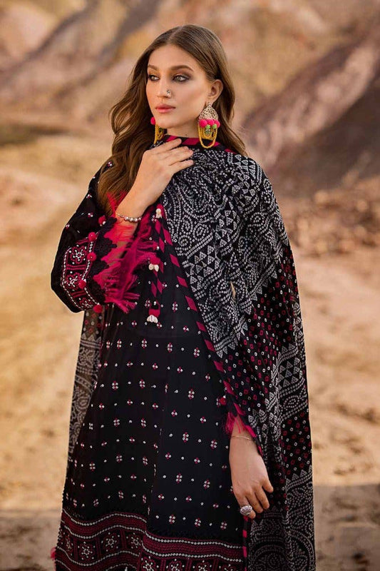 Gul Ahemd Chunri Black Lawn Embroidery Dress 3pc
