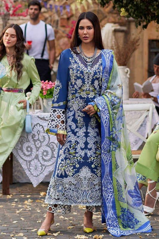 Mushq Blue Luxury Lawn Chikankari  Embroidery Collection