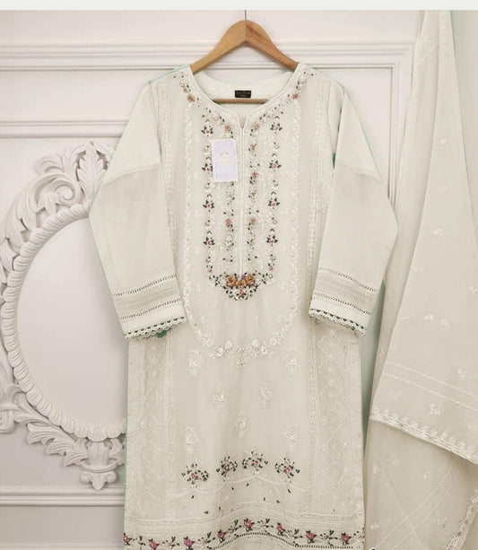AGHA NOOR WHITE PARTY WEAR DRESS HAND WORK