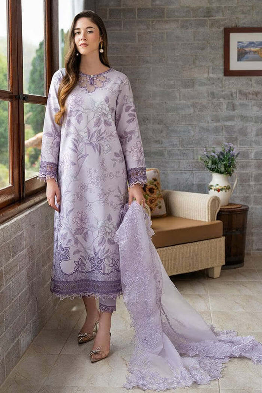 Mushq Lilac Pure Lawn Embroidery Dress 3pc