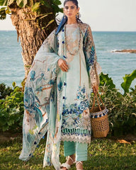 Elaf Sky Blue New Arrival Print Embroidery Collection 3pc