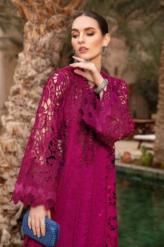 Maria B Maroon New Arrival Chikankari Embroidery Dress 3pc