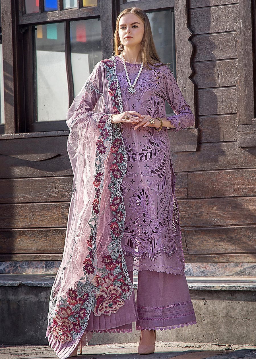 Adan Libas Purple Luxury Lawn Embroidery Dress Chikankari