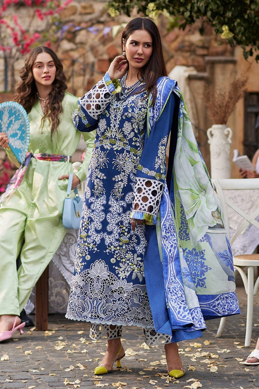 Mushq Blue Luxury Lawn Chikankari  Embroidery Collection