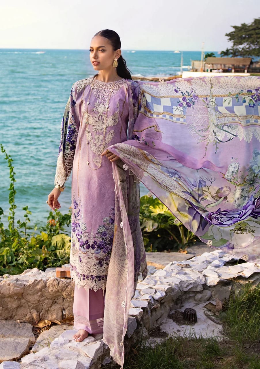 Elaf Purple lawn  Print Embroidery Collection 3pc