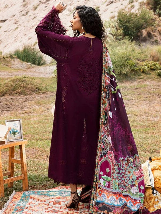 Bin Ilyas Maroon Chikankari Lawn Embroidery Dress 3pc