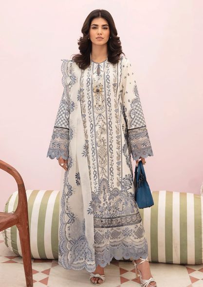 Afrozeh Off White Chikankari Lawn Embroidery Dress 3pc